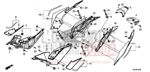 SEITENABDECKUNG/WINDLAUF, HINTEN CBR250RG de 2016